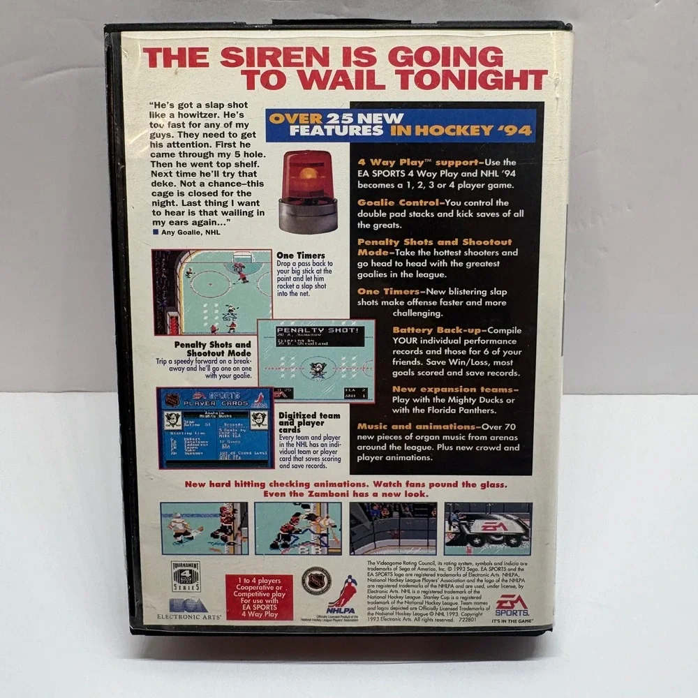 CIB NHL 94 Video Game Sega Genesis Black Case Manual EA Sports